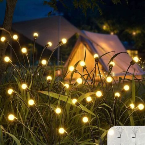 Lot de 2 lampes solaires décoratives d'extérieur, 6 LED, étanches, pour décorer jardin, patio et terrasse. (1/5)