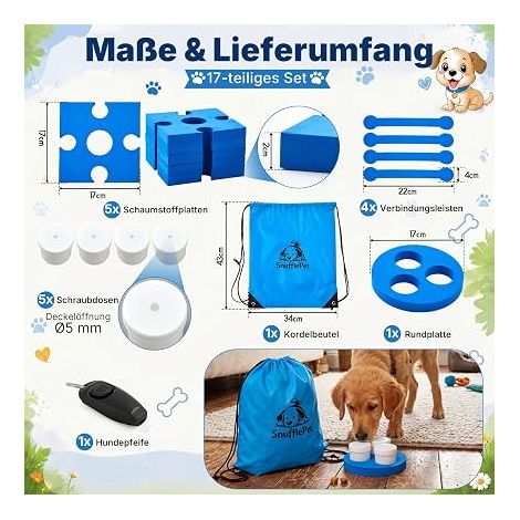 Kit d'Entraînement Détection Olfactive pour Chiens Puzzles en Mousse avec Récipients de Détection Sifflet Sac de Rangement Jouet Intelligent pour l'Entraînement Olfactif (1/4)