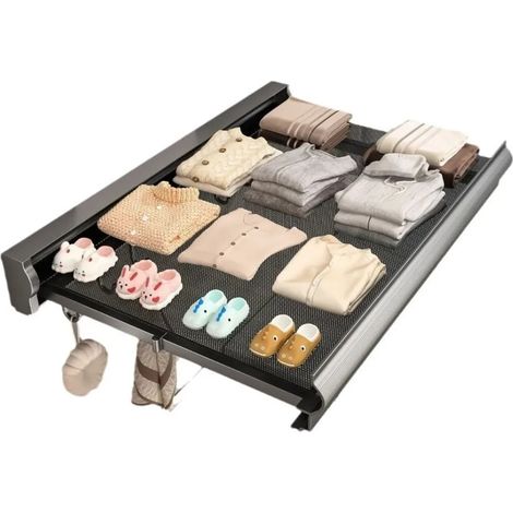 TrAdE Shop Traesio - Stendibiancheria Salvaspazio Da Parete Vestiti Balcone Maglia A Rete Retrattile Con Ganci - (1/5)