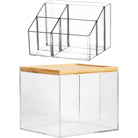 Gesichtshandtuchhalter, 2-lagig, transparentes Acryl, multifunktional, Badezimmer-Organizer, für Hautpflege, Make-up-Pinsel, , Kosmetik, Schminktisch, Arbeitsplatte, Schreibtisch, Speisekammer (1/5)