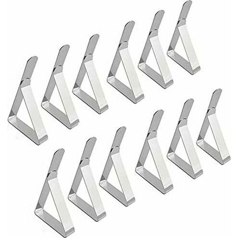 Pince Nappe Inoxydable, 12 Pièces Pinces pour Nappe de Table, Pince Nappe Clip Exterieur Ajustable, Attache Nappe Jardin pour la Maison, la Salle à Manger, la fête (7.5 4.5)