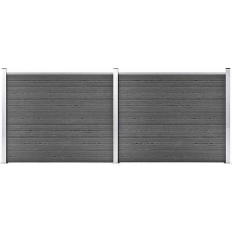 vidaXL Ensemble de panneau de clôture WPC 353x146 cm Noir (1/5)
