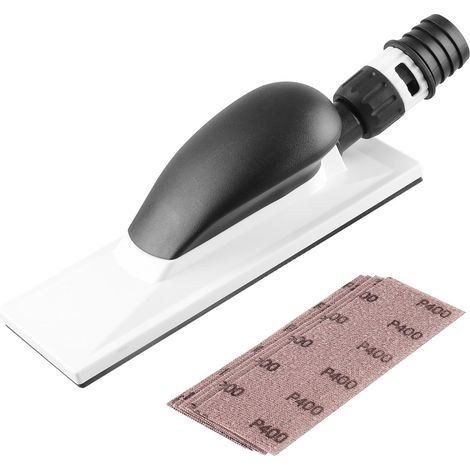 Ponceuse manuelle avec aspiration, 200 x 70 mm, 51 trous, version mise à jour, avec 5 bandes abrasives en maille grain P80, P120, P180, P240, P400, ponçage sans poussière (1/5)