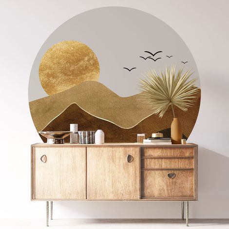Sticker mural rond / cercle - Paysage Design - Diamètre 30 cm - Adhésif MAT (1/3)