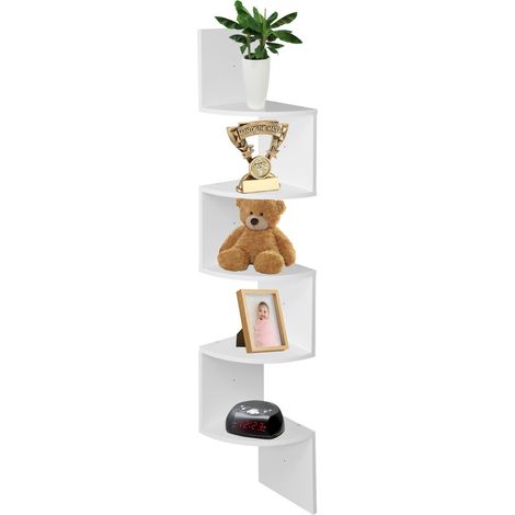 Wooden Floating Wall Shelves Display Shelf Storage Brackets Scaffold Unit White (1/5)