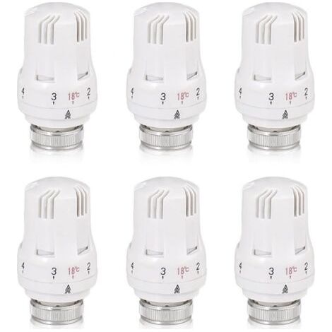 Tete Thermostatique Radiateur, 6 Pièces Tête de Vanne de Radiateur, Robinet Thermostatique Radiateur, M30 X 1,5 Tête de Thermostat, Tête de Radiateur pour Le Bureau et La Maison(A)-différentes quantit (1/4)