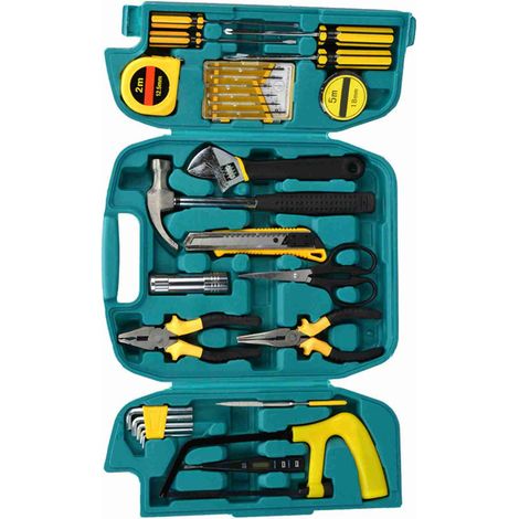 27-teiliges gelb-schwarzes Ratschenwerkzeug-Set, robustes, hochglanzpoliertes, formbares Gusseisen, Autoreparatur- und Haushaltswerkzeug-Set (1/5)