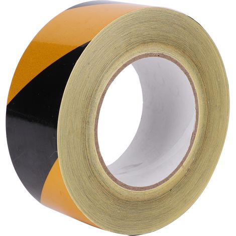 Ortviai Ruban Réfléchissant de Sécurité Noir et Jaune 50 mm × 46 m, Auto-Adhésif PVC Résistant aux Intempéries