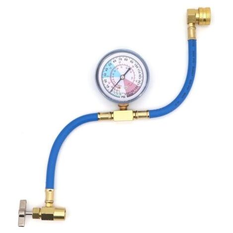 R134A Tuyau de Recharge de Réfrigérant avec Adaptateur de Jauge, 1/2 Filetage Kit de jauge de Tuyau de Mesure de Recharge de réfrigérant de climatisation Automatique de Voiture (1/4)