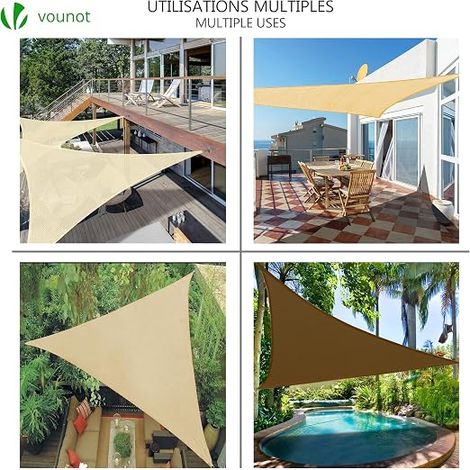 Voile d'Ombrage Triangulaire 3 x 3 x 3 m - Auvent Extérieur - Protection UV Étanche - Voile d'Ombrage Pour Jardin - Balcon, Terrasse - Beige - Jaune (1/5)