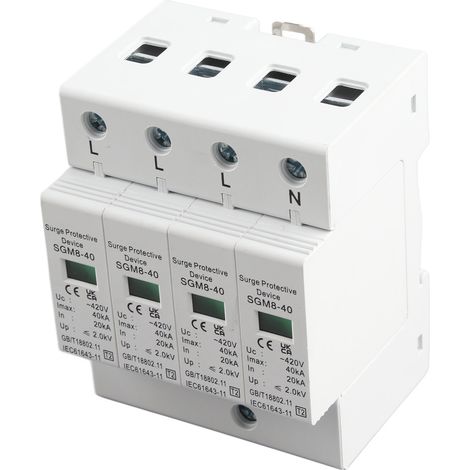 Parafoudre 40KA 4P DIN Rail Protecteur Basse Tension pour Paratonnerre Domestique (1/5)