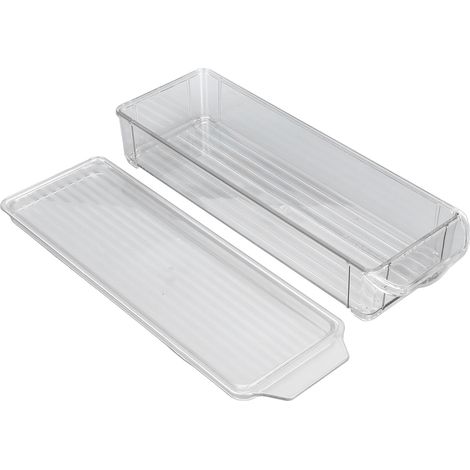 Boîte de rangement transparente grande capacité en plastique alimentaire transparent, multifonctionnelle, portable et durable, avec couvercle. Modèle étroit et court. (1/5)