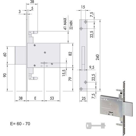 Serrure Double Carte Inf. All. 57016-60-0 Cisa