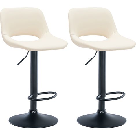 2er Set Barhocker Camden Kunstleder creme Metall matt schwarz