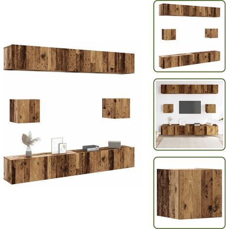 vidaXL Ensemble de meuble TV mural 6 pcs vieux bois bois d'ingénierie (1/5)