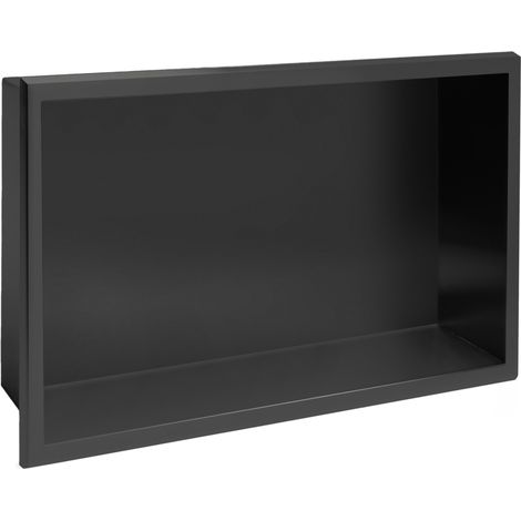 REA – Niche de salle de bain 30x45 en acier inoxydable noir mat – Installation collée – Garantie 24 mois – Pour rangement élégant (1/5)