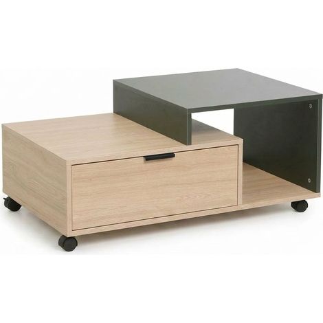Tavolino Soggiorno Aladin Moderno Legno Naturale Verde Salotto 90x50x40cm (1/5)