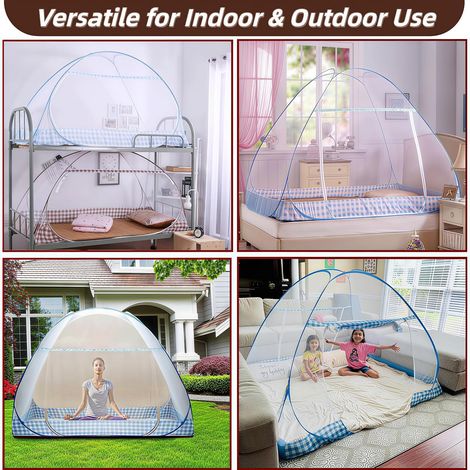 Moustiquaire De Voyage Pliable – Pop-Up, Fermeture Éclair, 200 X 80 X 56 Cm – Protection Anti-Moustiques