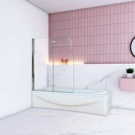 [PRODUIT D'OCCASION]Pare baignoire avec une bonde dépoli central 100x140cm -verre en 6mm