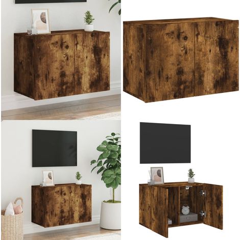 Meuble TV mural chêne fumé 60x30x41 cm - Meubles Tv - Meuble Tv Mural - Support Tv - Meuble Hifi - Meuble Chêne Fumé - Home & Living (1/5)