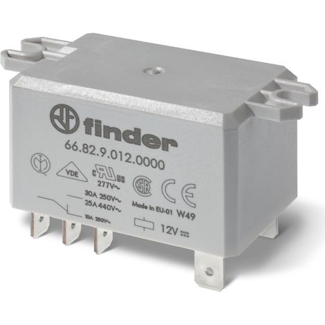 Relais de puissance 2RT 30A 24V DC patte de fixation Faston 250 AgNi FINDER 668290241000PAS