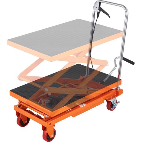 Carro elevador hidráulico VEVOR, capacidad de 789,3 kg, altura de 149,9 cm, mesa manual de tijera doble, 4 ruedas, 149,69 kg (1/2)