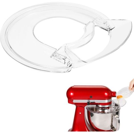 Pare-éclaboussures avec goulotte pour robot pâtissier KitchenAid à tête inclinable de 4,5 à 5 litres (compatible avec les bols en acier inoxydable, en verre et en céramique).