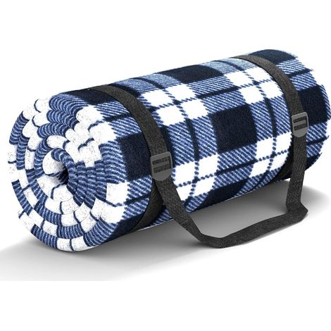 Picknickdecke/Strandmatte - 200×200cm - Wasser- und sandabweisend - Für Strand- und Outdoor-Aktivitäten - Faltbar mit Gurten (schwarz-weiß kariert) (1/4)