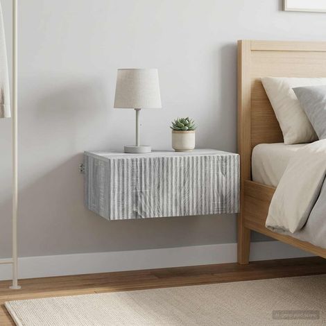 vidaXL Mobiletto da notte a muro 2 pcs Grigio Sonoma 49 x 34,5 x 20 cm