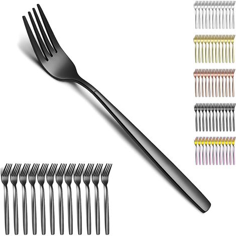 12-teiliges schwarzes Tischbesteck, schwarze Titanbeschichtung, Edelstahl, modernes Besteck, ideal für Zuhause, Restaurant, Hotel, Hochzeit (1/5)
