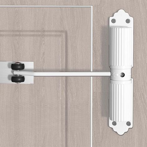 Ferme-porte automatique intérieur , blanc, installation sans perçage, convient aux portes d'entrée