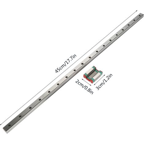 Rail linéaire miniature LML12B, glissière de 12 mm de large (450 mm) (1/5)