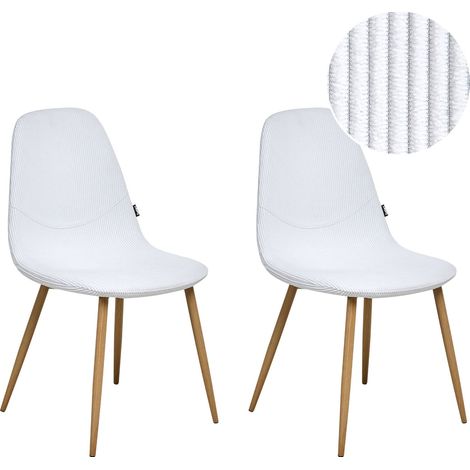 Set di 2 sedie da pranzo Seduta in tessuto imbottito a coste Gambe in ferro Bianco Hilden
