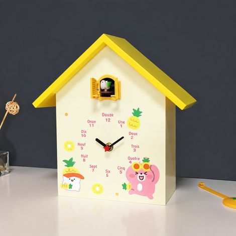 Horloge coucou murale et à poser modèle Lapin Joyeux avec chant d'oiseau réf 7854 32 × 32 × 18 cm 1,2 kg – Livraison gratuite