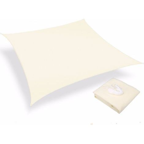 Voile d'ombrage rectangulaire imperméable, polyester Oxford, protection UV 95 %, résistante aux déchirures, protection solaire extérieure pour jardin, balcon, terrasse, patio, camping (beige clair, 3 (1/3)