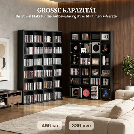 CD/DVD-Regal 89 x 20 x 130,5 cm mit verstellbaren Böden, Schwarz OKMYHOME (1/5)