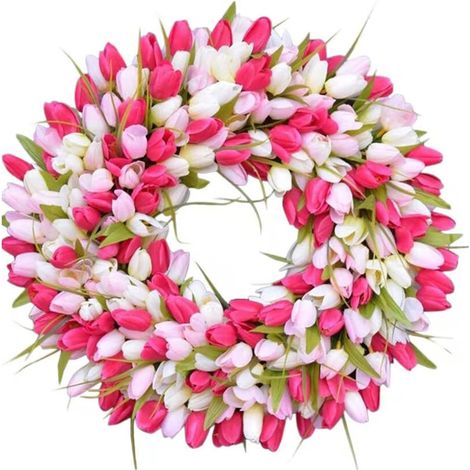 Couronne tulipe artificielle 45 cm, été, porte, fenêtre, fête (1/4)