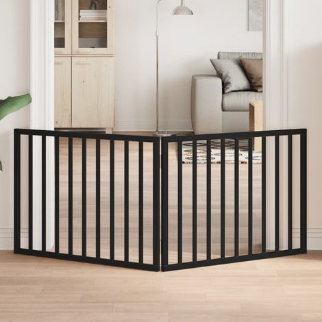 Hundegitter Faltbar 2 Paneele Schwarz 160 cm Pappelholz