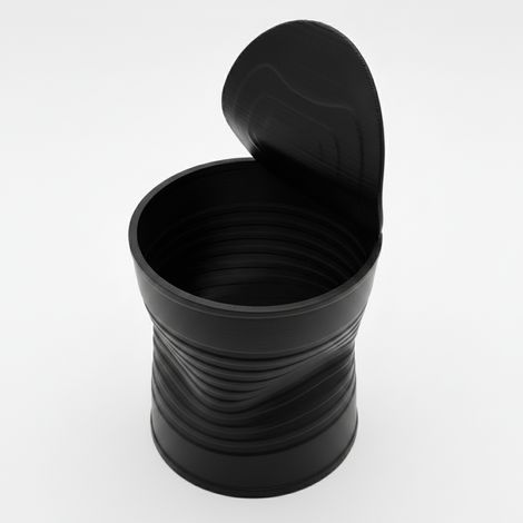 Pot de fleurs noir en forme de boîte de conserve écrasée, design moderne (1/4)