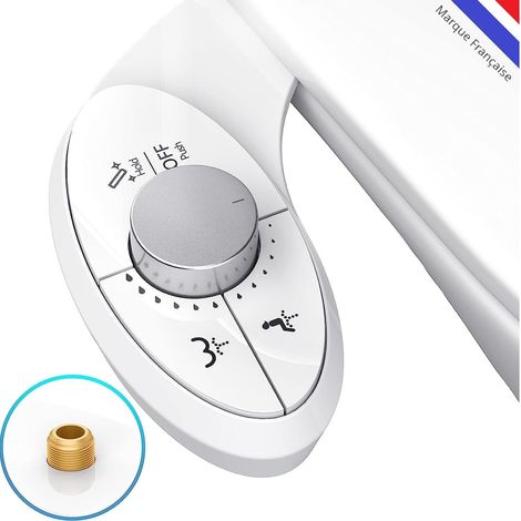 1 Kit Bidet WC, Double Jet, ABS, Flexible 40cm et 120cm, Vanne 3 Voies 3/8, Installation Gauche Droite