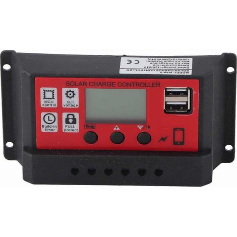 Solar-Laderegler, einstellbar, intelligenter Regler für Solarpanel-Batterien mit LCD-Display, 12 V, 24 V
