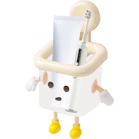 Robot de rangement à ventouse porte-brosses dents élégant avec adhésif puissant , étagère pour bross (1/5)