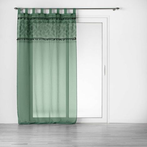 Panneau a passants 140 x 280 cm voile sable+top imprime+pompon milagreen Vert (1/3)