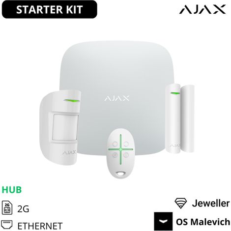 38168 - Jeweller - StarterKit - Hub, MotionProtect, DoorProtect, SpaceControl - color white - Ajax seguridad inalámbrica