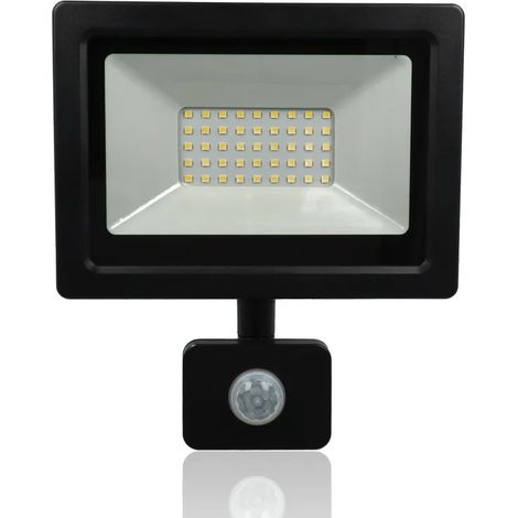 Proiettore LED con rilevatore di presenza, 30W, 220Vac, Luce Naturale, Nero (1/2)