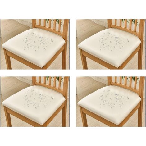 Funda für Silla de 4 Piezas, Funda für Silla de Piel sintética, Duradera e Impermeable, Adecuada für Restaurantes, Hoteles y Banquetes, Blanco Crema, Juego de 4 (36-48 cm) (1/3)