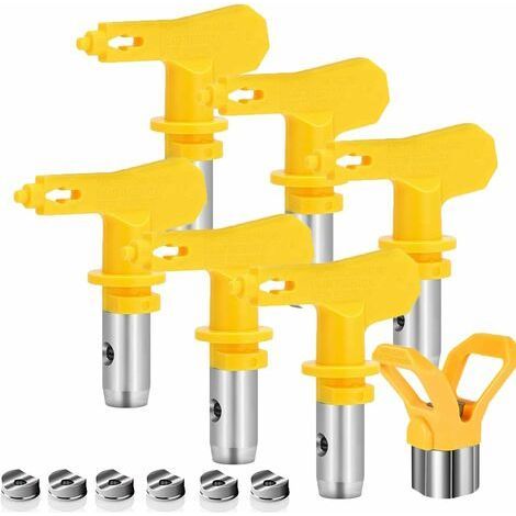 6 pièces de buses airless + 1 pièce de porte-buse, buse airless pour pistolet à peinture haute pression (modèle 515, 517, 519, 521, 523, 525) (1/5)