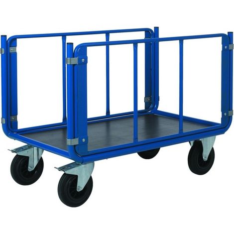PROVOST - Chariot industriel Promax à 2 ridelles latérales tubulaires en acier - Bleu RAL 5019