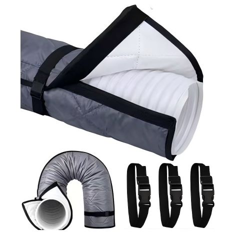 Housse de protection isolante pour tuyau de climatisation en tissu Oxford 210D noir 150×53 cm, anti-poussière et thermique, 3 brides offertes (1/3)