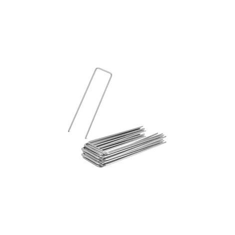 20x Sardines de Fixation Acier Anti-Rouille Piquets Jardin Camping Clôture Agrafes Géotextile Toile de Paillage Compatible Bordure Extérieur Grillage H150mm L25mm Ø3mm